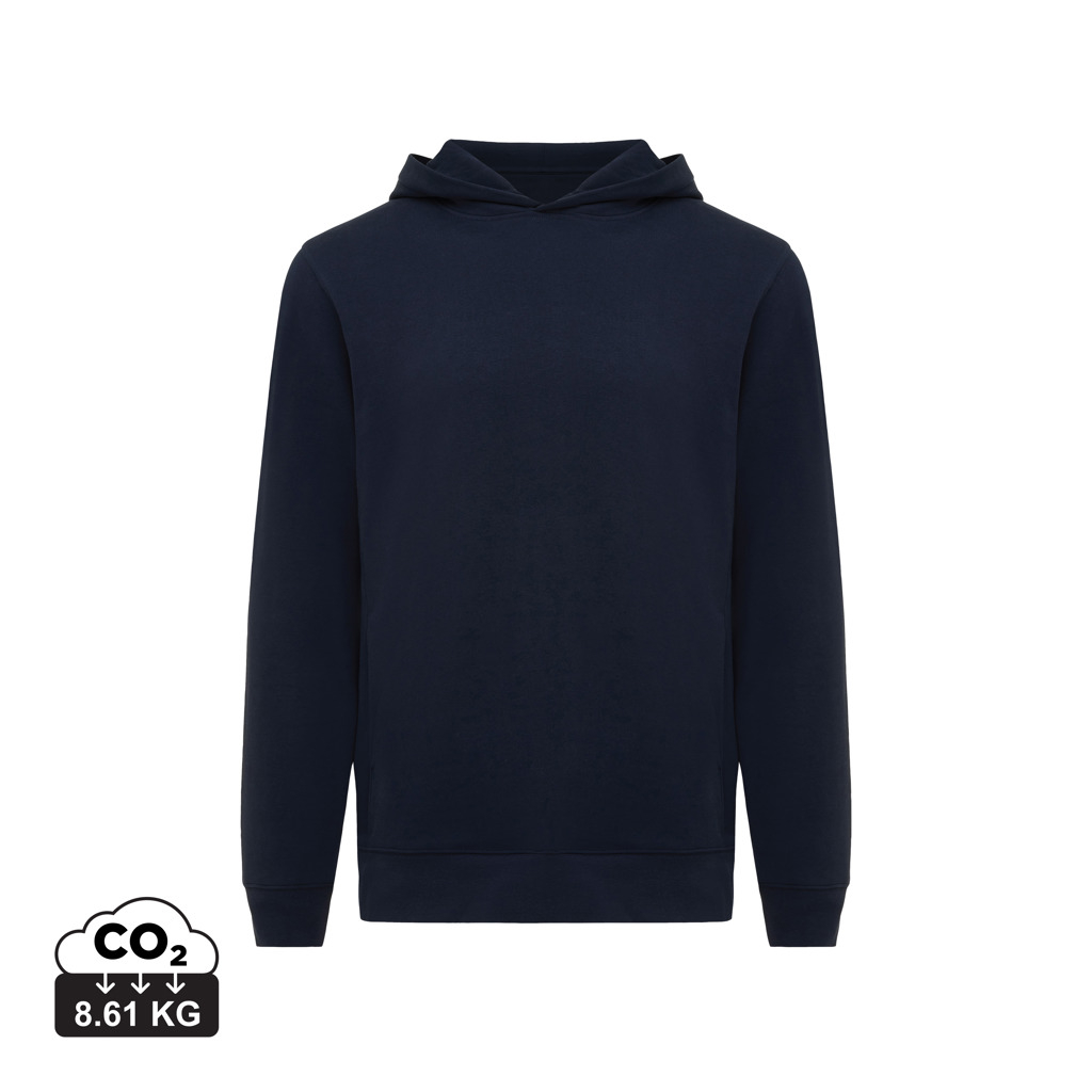 Sweat capuche personnalisé unisexe coton bio 280g Iqoniq Yengo Bleu marine